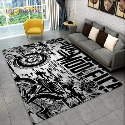 3D Retro Vintage Motorfiets Gebied Tapijt Groot, Tapijt Tapijt voor Woonkamer Slaapkamer Bank Deurmat Decor, Kinderspel Antislip Vloermat 40x60cm16x24in