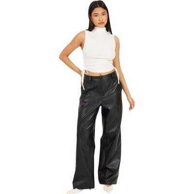 Brave Soul Dames/Dames Ribbed Top met Hoge Kraag (Wit)