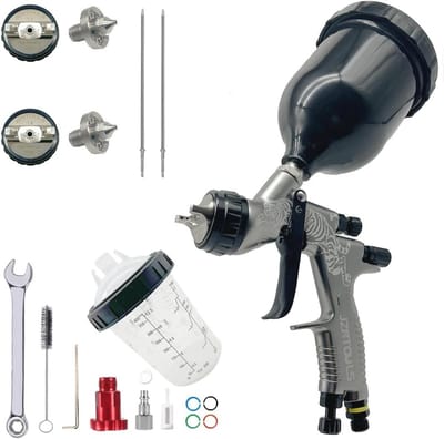 Professioneel HVLP spuitpistool met 1,3 mm/1,8 mm nozzle en 600 ml verfbeker