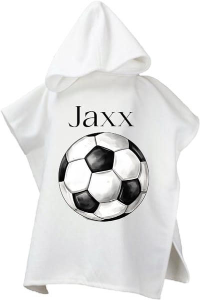 Gepersonaliseerde Poncho voor jongens en meisjes - Cadeau jongen meisje verjaardag - Voetbal poncho met naam - Perfect voor Zwembad en Strand