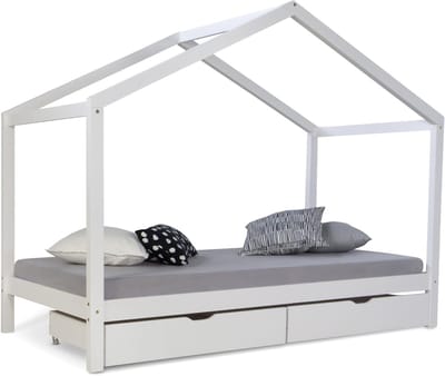 Homestyle4u Kinderbed - 90x200 cm - Huisbed - Wit