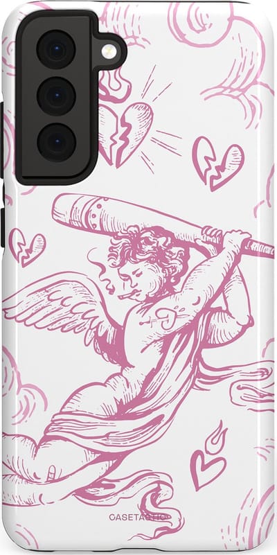 Casetastic Hoesje Geschikt voor Samsung S21 FE - Stijlvolle Beschermende Duo-layer Case - Engel Roze Liefde
