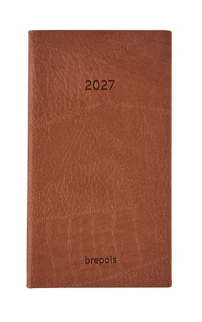 Brepols agenda 2027 - NOTAVISION [0.754] - LUCCA - Zakagenda - 1 week op 2 pagina's - Weekoverzicht - Bruin - 8.9 x 16 cm