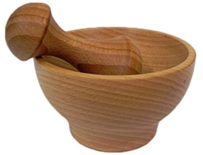 Famanu – Houten vijzelset met stamper, gemaakt van beukenhout, ideaal voor kruiden, specerijen en kleine hoeveelheden