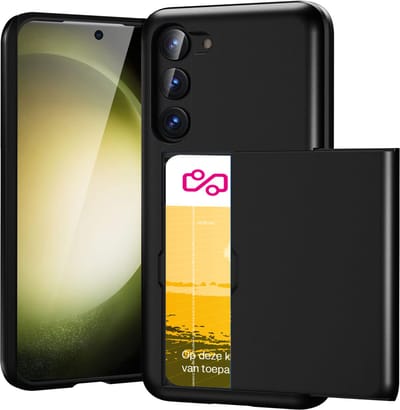 Hoesje geschikt voor Samsung Galaxy S23 met Pasjeshouder - Back Cover SlideCase Zwart