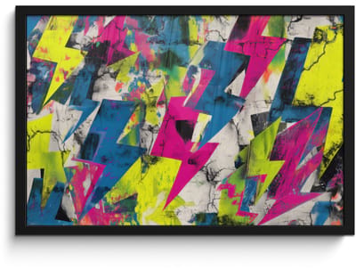 Poster in lijst - Fotolijst 60x40 cm - Posters - Bliksemschichten - Patroon - Marmer - Kleuren - Posterlijst zwart - Decoratie - Wanddecoratie woonkamer - Muurdecoratie slaapkamer