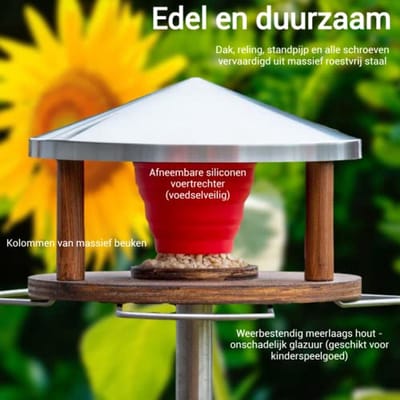 Roestvrijstalen Vogelhuisje Met Standaard - Weerbestendig en Ruim Voor Vogels