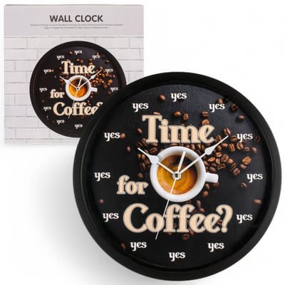 Store_7 - Wandklok - Grappige designwijzerplaat - Ø 29 cm - Kwartsklok - Binnen - Tijd voor Koffie