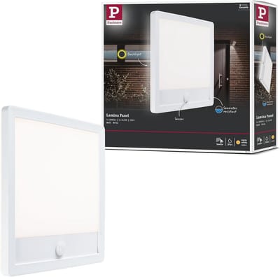 Hoekige LED Buitenlamp met Bewegingsmelder IP44 Warmwit Kunststof Paneel