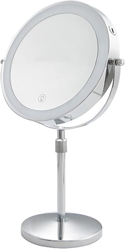 Make-upspiegel met Verlichting - Vergrootspiegel Cosmeticaspiegel - Make-up aanbrengen - 10x Vergroting Dubbelzijdig - 8 inch - Zilver