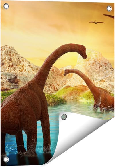 Gards Tuinposter Dinosauri�rs in het Water - Dino's - 40x50 cm - Tuindoek - Tuindecoratie - Wanddecoratie buiten - Tuinschilderij