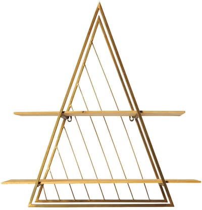Dijk Natural Collections Wandrek - 2 plankjes - goud - 58 x 22 x 70 cm - metaal - driehoekig