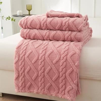 Zachte Fleece Dekens voor Tweepersoonsbedden - Comfortabele Bankdeken - Veelzijdige Fleecedeken (Roze, 200 x 230 cm)