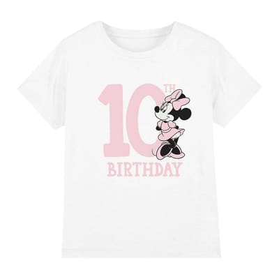 Disney Kinderen/Kinderen Minnie Mouse 10e Verjaardag T-Shirt (Wit)