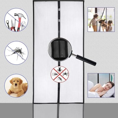Dailygoods- Magnetisch Vliegenraam 95 x 210 cm - Insectbescherming - Makkelijk Klittenband Bevestiging - Geschikt voor Balkon- en Terrasdeuren - Ademend Net - Transparant Design - Insectenhor