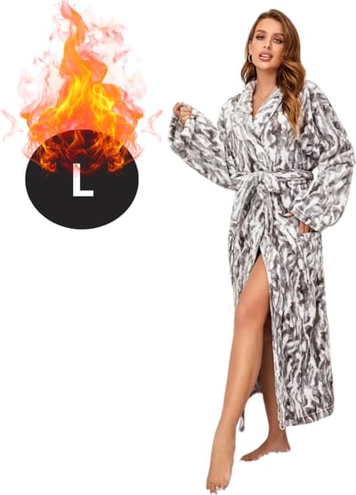 Bovista Badjas Dames - Fleece - Katoen - Badstof - Sauna - Hamam - Wafel - Bathrobe - Duster - Ochtendjas - Spa - Kimono - Wit Zwart L