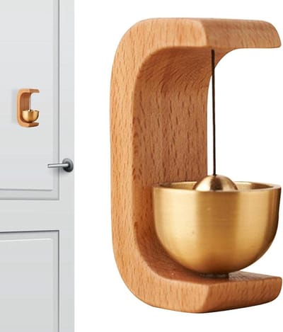 Houten Deurbel - Deurklok Hanger - Winkel Entree - Magnetische Bevestiging - 7 x 4.5 cm - Houtkleur