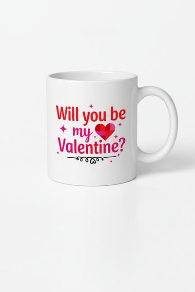 Will you be my Valentine?" Mok - Romantisch Valentijn Cadeau met Hart Design