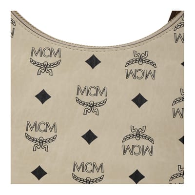 MCM Aren Visetos Halve Maan Patroon Afneembare Schouderband Ketting Leer Onderarmtas Schoudertas Klein Formaat Unisex tassen Beige MWHCATA11I8001 Basic Set (Bag+Dust Bag) beige