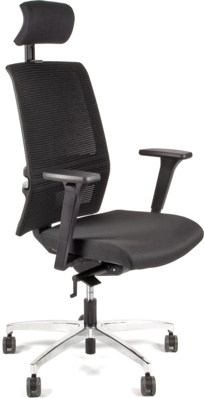 Linea bureaustoel Omnia 01/PT - ergonomisch EN1335 - met hoofdsteun - multi verstelbaar - max. draagvermogen 110kg - zwart - LF-3134005