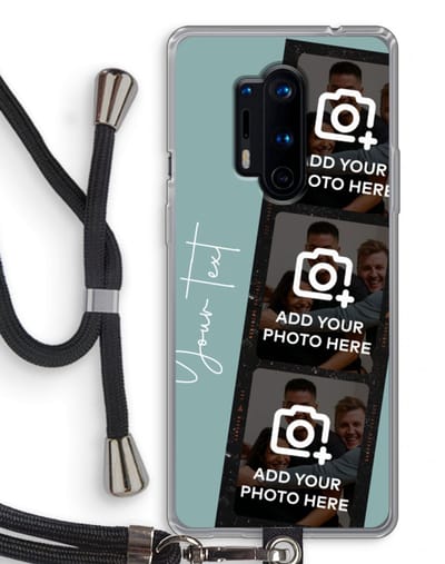Gepersonaliseerd - Case Company® - Hoesje met koord geschikt voor OnePlus 8 Pro hoesje met Koord - Filmrol N°1 - Telefoonhoesje met Zwart Koord - Bescherming aan alle Kanten en Over de Schermrand