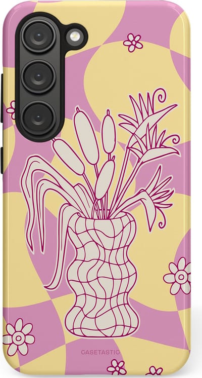 Casetastic Hoesje Geschikt voor Samsung S23 - Stijlvolle Beschermende Duo-layer Case - Bosje vol roze