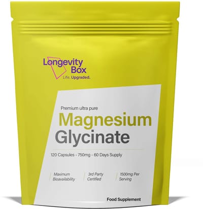 Longevity Box magnesiumglycinaat 1500 mg magnesium supplement 120 capsules