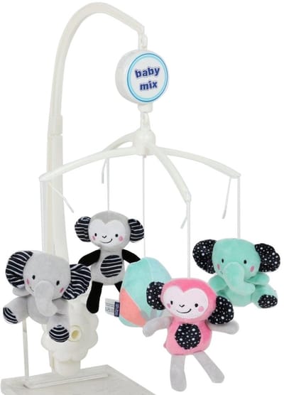 Baby Mix muziekmobiel met pluchen dieren - Carrousel