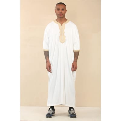 Heren witte Marokkaanse Thobe Jubba Robe Eid Djellaba Gandoura