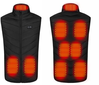 Verwarmd vest met 9 verwarmingszones, wasbaar, zwart
