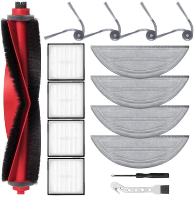 Dailygoods- Accessoireset voor Roborock Q10 S5 - 1 Hoofdborstel - 4 Hepa-filters - 4 Reinigingsdoeken - 4 Stofzakken - 4 Zijborstels - Inclusief Schroevendraaier - Robotstofzuiger Onderdelen