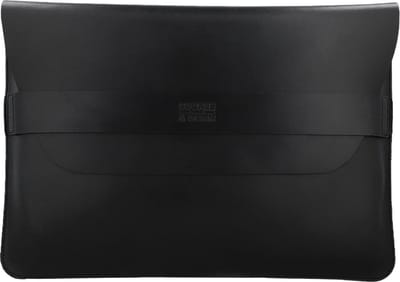 BUCKLE & SEAM Leren Laptop hoes met laptopvak Terra Leather Laptop Sleeve Black Zwart