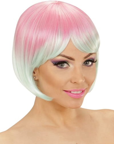 Two-Tone Damespruik Roze-Turquoise