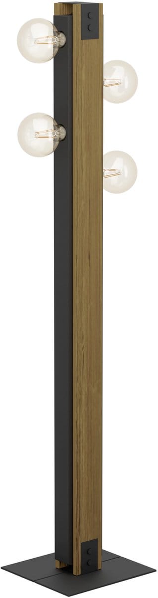 EGLO Layham Vloerlamp - E27 - 127,5 cm - Hout/Staal - Zwart/Bruin