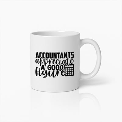 Koffiemok 330ml – "Accountants waarderen een goed cijfer" Grappige Quote Design – Humoristisch Cadeau voor Accountants, Financiële Professionals, Kantoor