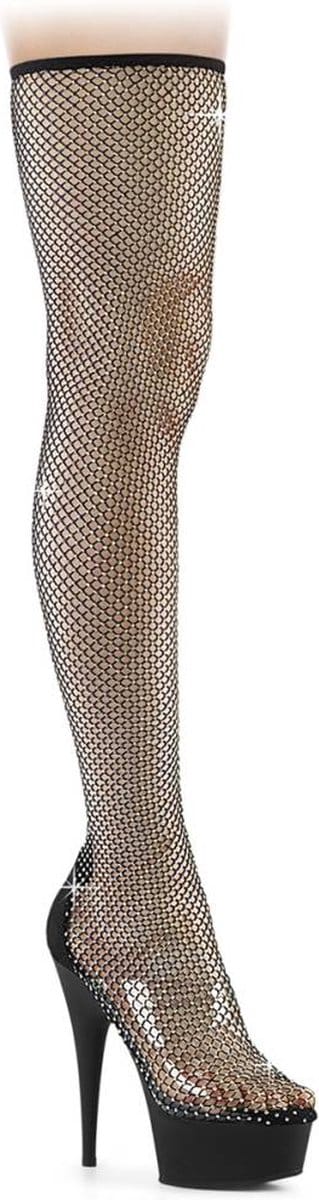 Pleaser - DELIGHT3009 Plateau Overknee Laarzen - US 7 - 37 Shoes - Zwart
