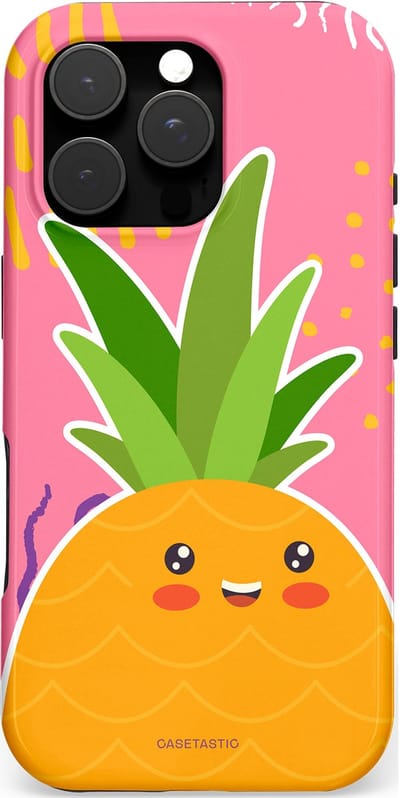 Casetastic hoesje geschikt voor Apple iPhone 16 Pro - MagSafe - Dubbellaagse bescherming - Zoete Ananasdroom - Fashion Case - Koraal Okergeel Groen
