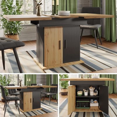 Uitschuifbare eettafel 110-140x80x75cm - keukentafel - geschikt voor 4-6 personen - voor keuken en woonkamer - retro stijl