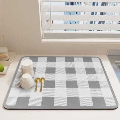 Afdruipmat Keuken - Droogmat Aanrecht - Servies Drogen - Zeer Absorberend Sneldrogend - 30x40 cm - Grijs
