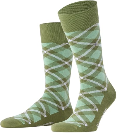 Burlington Tartan gedessineerd katoen sokken heren groen - maat 40-46