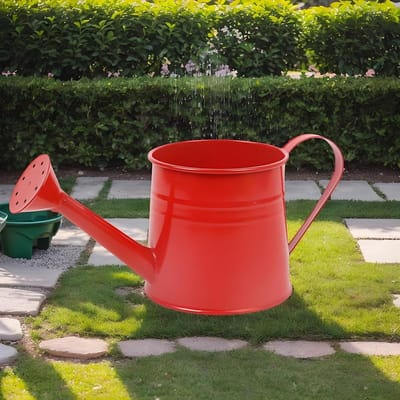 Gieter Metaal - Bloemenemmer Waterkan - Planten Water Geven - Lange Nauwe Tuit - 1 Liter - Rood