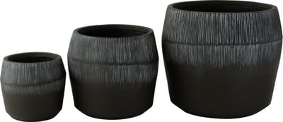 J-Line bloempot Vezelklei - keramiek - zwart - 3 stuks - Ø 50.5 cm