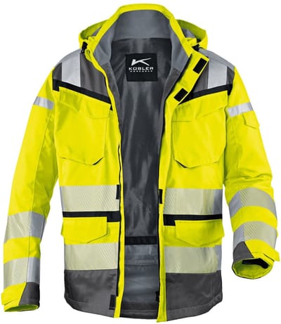 KUBLER PSA REFLECTIQ 13078332 Hi Vis Reflecterend Hardshell Werkjas HEREN Veiligheidsjas Warngeel Antraciet - Waterdicht
