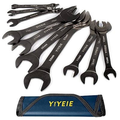 Superdunne Steeksleutelset 10-delig - Metrisch - Nikkelcoating - CR-V-Staal