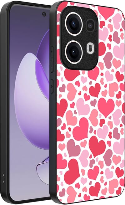 Smartphonica Telefoonhoesje Geschikt voor Oppo Reno 13 Pro met Hartjes Print - Hearts Design TPU Backcover Case - Kinder Hoesje met Hartjes Design geschikt voor Oppo Reno 13 Pro