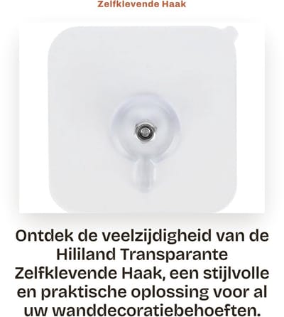 Dailygoods- Haak 5kg Draagvermogen - Zelfklevend - Wandhaak - Decoratieve Haak - Transparant Design - Makkelijk te Gebruiken