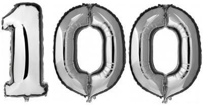 100 jaar zilveren folie ballonnen 88 cm leeftijd/cijfer - Leeftijdsartikelen 100e verjaardag versiering - Heliumballonnen