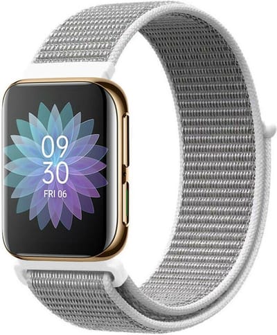 Nylon Smartwatch bandje - Geschikt voor Oppo Watch nylon band - zeeschelp - Strap-it Horlogeband / Polsband / Armband - Oppo 46mm