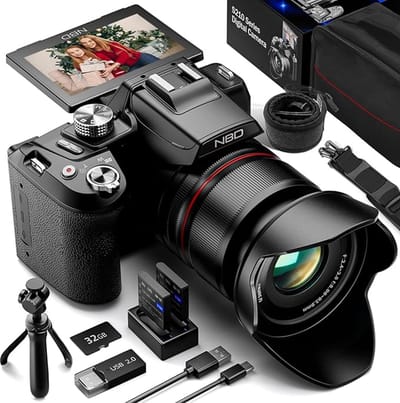 NBD 5K digitale camera 64MP - 16x zoom - 5K video - wifi app - 32GB kaart + 2 batterijen