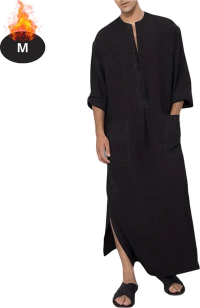 Nivard Islamitische Kleding - Djellaba Heren - Moslim Kleding - Arabisch Mannen Kaftan - Alhamdulillah - Zwart M
